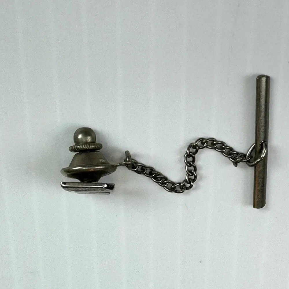 Vintage Swank Tie Tack Letter S Monogram Silver Tone Initial